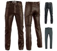 Radmasters Herren Lederhose lederjeans bikerjeans Jeans Hose Echtleder, Dunkelbraun, 60/4XL