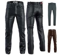 Radmasters Herren Lederhose lederjeans bikerjeans Jeans Hose Echtleder, Schwarz, 52/L