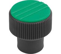 Rändelknopf Gr.1 D=M05, D1=21, H=22, Thermoplast schwarz RAL7021, Komp: Edelstahl, Deckel: grün RAL6032 - K0247.01052 - 1 Stück