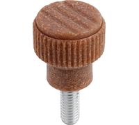 Rändelknopf Gr.1 D=M06X15, D1=21, H=22, Biopolymer Buche natur, Komp:Edelstahl 1.4305 blank - K0247.100106143X15 - 1 Stück