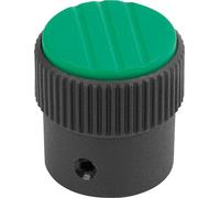 Rändelknopf Gr.1, D1=21, H=22, D=5, Form: A, Thermoplast schwarz RAL7021, Deckel: grün RAL6032 - K0248.11052 - 1 Stück
