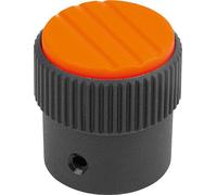 Rändelknopf Gr.1, D1=21, H=22, D=5, Form: A, Thermoplast schwarz RAL7021, Deckel: orange RAL2004 - K0248.11051 - 1 Stück