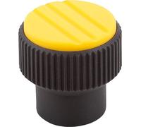 Rändelknopf Gr.1 M04 Thermoplast, schwarz RAL7021, Komp: Stahl, Komp: gelb RAL1021 - K0247.1047 - 1 Stück