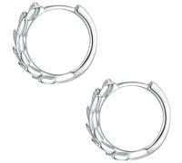 Rafaela Donata Damen Creolen aus 925/- Sterling Silber mit Zirkonia weiß - Klappcreolen Blätter