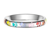 Rafaela Donata Damen Ring aus 925/- Sterling Silber rhodiniert mit Emaille bunt Pfoten