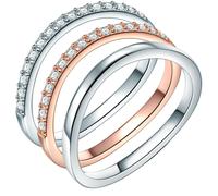 Rafaela Donata Damen Set (Ring 3er) 925/- Sterling Silber rhodiniert/rosévergoldet 18 Karat Zirkonia weiß Silberring