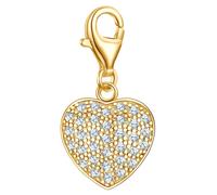 Rafaela Donata Charm Herz aus Sterling Silber in Gelbgold mit Zirkonia 14,1 mm Damen