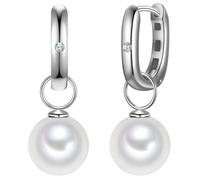 Rafaela Donata - Creolen aus Sterling Silber in Silber mit Zirkonia und Muschelkernperle 1 ct Damen