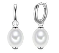 Rafaela Donata Creolen aus Sterling Silber in silber mit Muschelkernperle 23,5 mm Damen