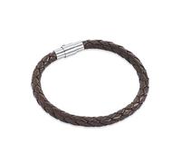 Rafaela Donata Damen Echtlederarmband geflochten dunkelbraun / silber, Größe 17, 3839524 Dunkelbraun / Silber 17