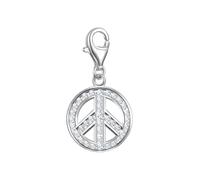 Rafaela Donata Damen Charm Anhänger aus 925/- Sterling Silber rhodiniert mit Zirkonia weiß Peace Silbercharm