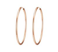 Rafaela Donata Damen-Creolen 925 Sterling Silber 40mm rund rosevergoldet - Basic Ohrringe für Damen Silberohrcreolen Groß