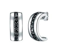 Rafaela Donata Damen Creolen aus 925/- Sterling Silber mit Zirkonia schwarz - Halbcreolen Silbercreolen mit farbigen Steinen