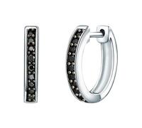 Rafaela Donata Damen Creolen aus 925/- Sterling Silber mit Zirkonia schwarz - Klappcreolen Silbercreolen mit farbigen Steinen klassisch