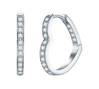 Rafaela Donata Damen-Creolen Sterling Silber Zirkonia weiß Herz-Symbol - Damen-Ohrhänger Herzen mit Steinen