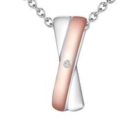 Rafaela Donata Damen Halskette mit Anhänger 925/- Sterling Silber bicolor rosevergoldet/silber Diamant 0,01 Karat Diamanthalskette Silberhalskette