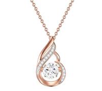 Rafaela Donata Damen Halskette mit Anhänger 925/- Sterling Silber rosévergoldet mit Zirkonia Weiß -Silberhalskette mit Anhänger Tropfenform Rosegold