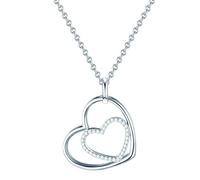 Rafaela Donata Damen Halskette mit Herz Anhänger aus 925/- Sterling Silber mit Zirkonia weiß - Silberhalskette Herzkette