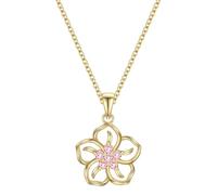 Rafaela Donata Damen Kette aus 925/- Sterling Silber gelbvergoldet 14 Karat mit Zirkonia rosa Blume