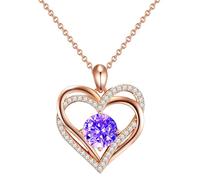 Rafaela Donata Damen Halskette mit Herz-Anhänger aus 925/- Sterling Silber rosévergoldet verziert mit Kristallen Violett Weiß - Herzkette Rosegold