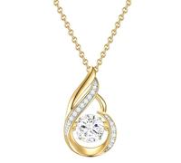 Rafaela Donata Damen Halskette mit Anhänger 925/- Sterling Silber gelbvergoldet mit Zirkonia Weiß -Silberhalskette mit Anhänger Tropfenform Gelbgold