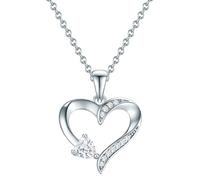 Rafaela Donata Damen Kette aus 925/- Sterling Silber mit Zirkonia weiß Herz Silberhalskette