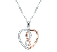 Kette mit Anhänger Sterling Silber rosevergoldet/rhodiniert Zirkonia weiß