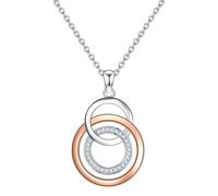 Rafaela Donata Damen Halskette mit Drei-Ringe-Anhänger rosegold / silber / transparent, Größe One Size, 3856149 Rosegold / Silber / Transparent One Size