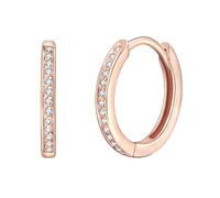 Rafaela Donata Damen Ohrringe 925/- Sterling Silber roségold | rosévergoldet 14 Karat, Klappcreolen, Zirkonia, weiß