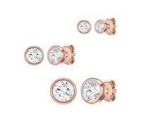 Rafaela Donata Damen Ohrstecker 3er 925/- Sterling Silber verziert mit Kristallen