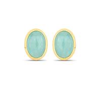 Rafaela Donata Damen Ohrstecker aus 925/- Sterling Silber gelbvergoldet 14 Karat mit Amazonit türkis Edelsteinohrringe Edelsteingröße 7x5 mm