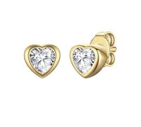 Rafaela Donata Damen Ohrstecker aus 925/- Sterling Silber gelbvergoldet 14 Karat mit Zirkonia weiß Herz