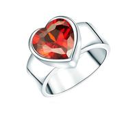 Rafaela Donata Damen Ring 925/- Sterling Silber rhodiniert Zirkonia rot Herz Silberring
