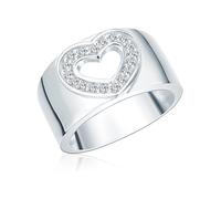 Rafaela Donata Damen Ring 925/- Sterling Silber rhodiniert Zirkonia weiß Herz Silberring