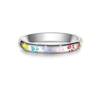 Rafaela Donata Damen Ring aus 925/- Sterling Silber rhodiniert mit Emaille bunt Pfoten - Motivring Silberring Bandring
