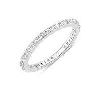 Rafaela Donata Damen Ring aus 925/- Sterling Silber rhodiniert mit Topas weiß Eternity-Ring Edelsteinring