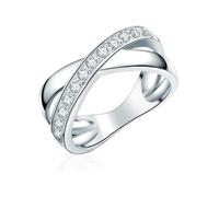 Rafaela Donata Damen Ring aus 925/- Sterling Silber rhodiniert mit Zirkonia | weiße Steine,Silberring,moderner Ring,Wickeloptik