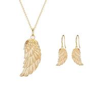 Rafaela Donata Damen Schmuck-Set (Kette + Ohrhänger) aus Messing vergoldet Engelsflügel Anhänger - Modeschmuckkette Modeschmuckohrhänger Motivschmuck