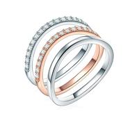 3er Set Ringe Sterling Silber Zirkonia weiß 60