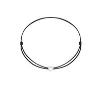 Rafaela Donata Damen Textilarmband mit Herz 925/- Sterling Silber rhodiniert Textilarmbandfarbe schwarz