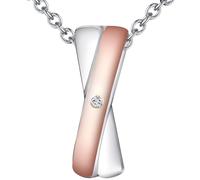 Kette mit Anhänger Sterling Silber rosevergoldet / rhodiniert Diamant