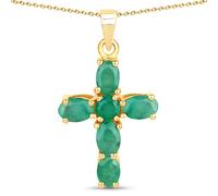 Rafaela Donata Kette Kreuz Sterling Silber Saphir (glasgefüllt) in Gelbgold Green Damen