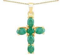 Rafaela Donata Kette Kreuz Sterling Silber Smaragd in Gelbgold Green Damen