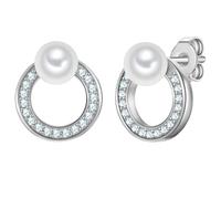 Rafaela Donata Ohrstecker aus Sterling Silber in silber mit Zirkonia Muschelkernperle 12,2 mm Damen