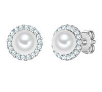 Rafaela Donata Ohrstecker aus Sterling Silber in silber mit Zirkonia Muschelkernperle 8,7 mm Damen