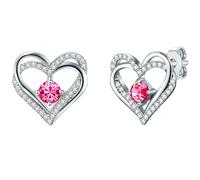 Rafaela Donata Ohrstecker Herz Sterling Silber verziert mit Kristallen von Swarovski® in 13,6 mm Damen