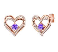 Rafaela Donata Ohrstecker Herz Sterling Silber verziert mit Kristallen von Swarovski® in Roségold 13,6 mm Damen