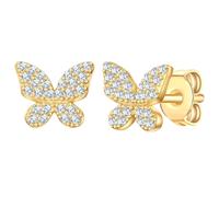 Rafaela Donata Ohrstecker Schmetterling aus Sterling Silber in Gelbgold mit Zirkonia 6,6 mm Damen