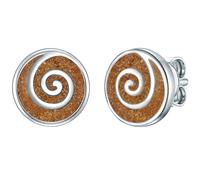 Rafaela Donata Damen Ohrstecker aus 925/- Sterling Silber mit Sand braun Spirale
