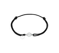 Rafaela Donata Damen Textilarmband aus Satin schwarz mit Rund Muschelkernperle 8 mm weiß 925/- Sterling Silber